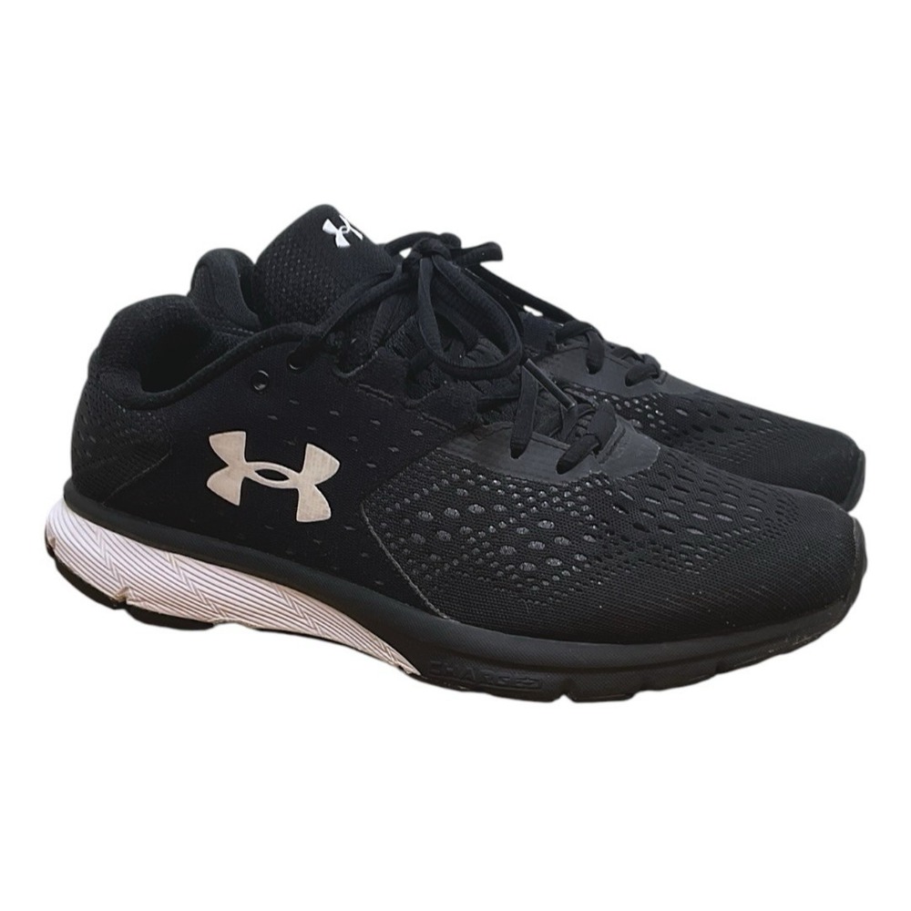 Under Armour Charged Rebel Womens 9 Black White Running Shoes 1298670-001